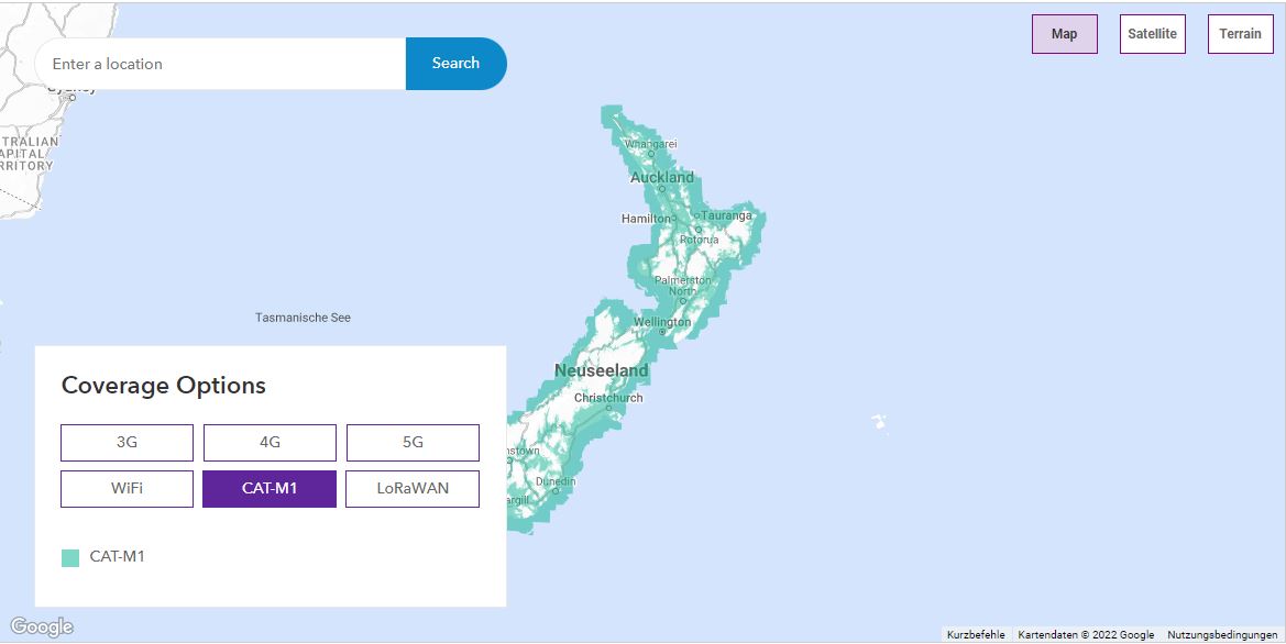 Spark New Zealand LTE-M Coverage Map